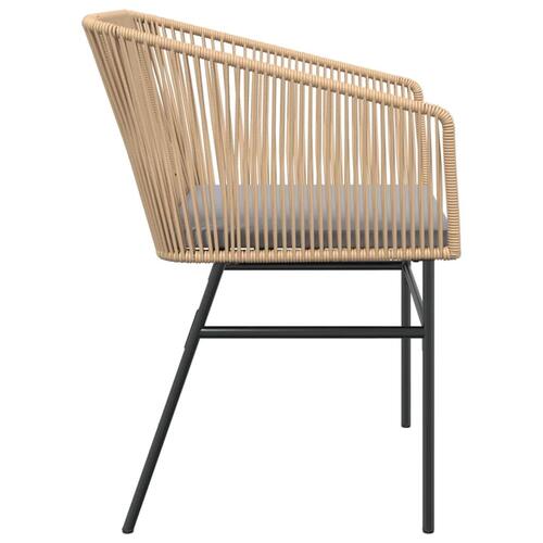 Havestole 2 stk. med hynder polyrattan brun