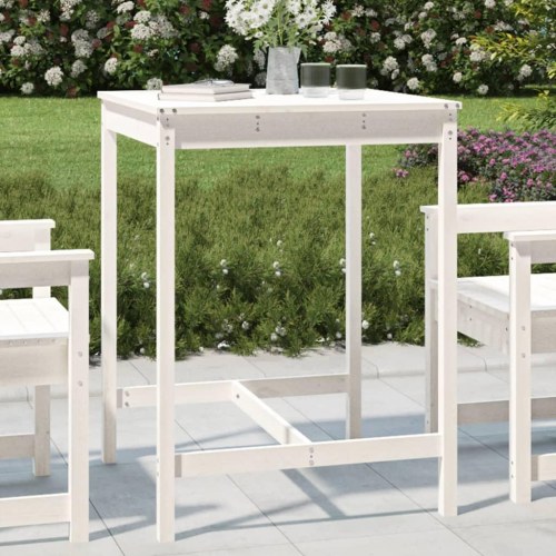 Havebord i massivt fyrretræ - 82,5 × 82,5 × 110 cm, hvid