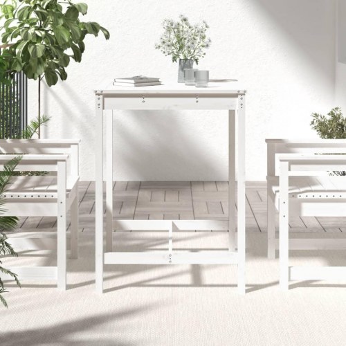Havebord i massivt fyrretræ - 82,5 × 82,5 × 110 cm, hvid