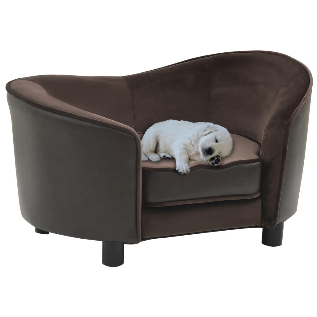 Hundesofa 69x49x40 cm plys og kunstlæder brun