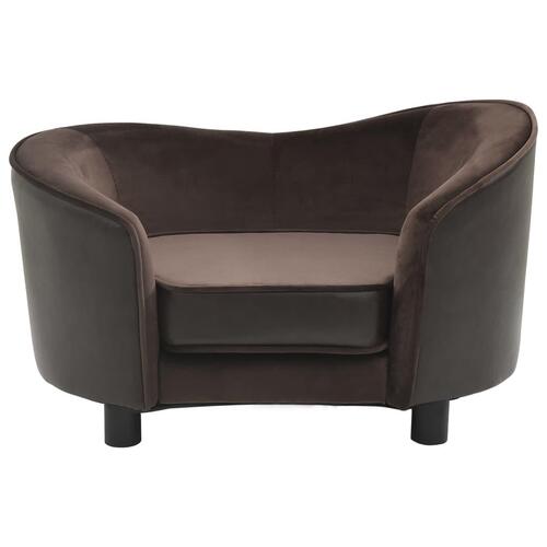 Hundesofa 69x49x40 cm plys og kunstlæder brun