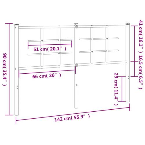 Sengegavl 135 cm metal sort