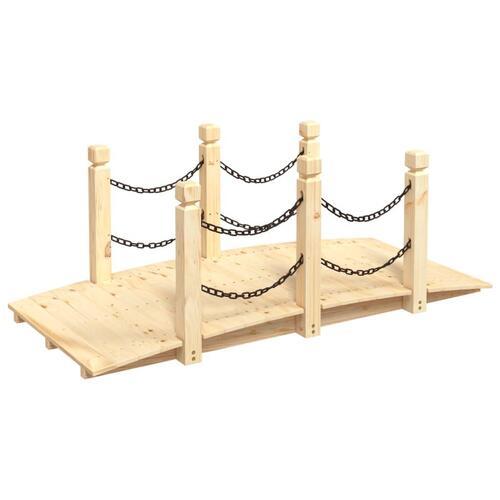 Havebro med kædegelænder 150x67x56 cm massivt grantræ