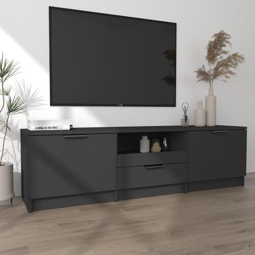 Tv-bord 140x35x40 cm konstrueret træ sort