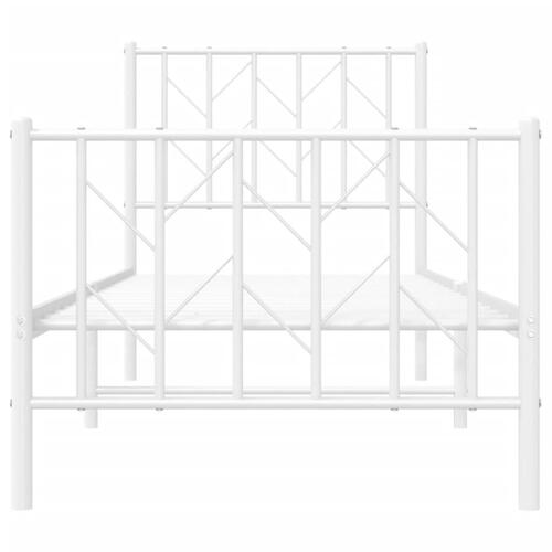 Sengeramme med sengegavl og fodgærde 75x190 cm metal hvid