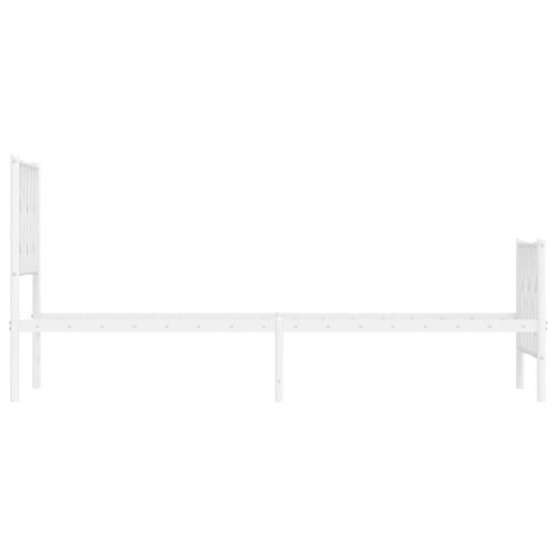 Sengeramme med sengegavl og fodgærde 75x190 cm metal hvid