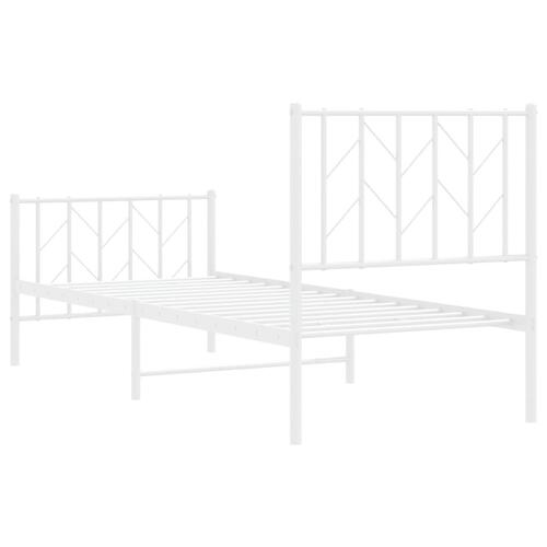Sengeramme med sengegavl og fodgærde 75x190 cm metal hvid