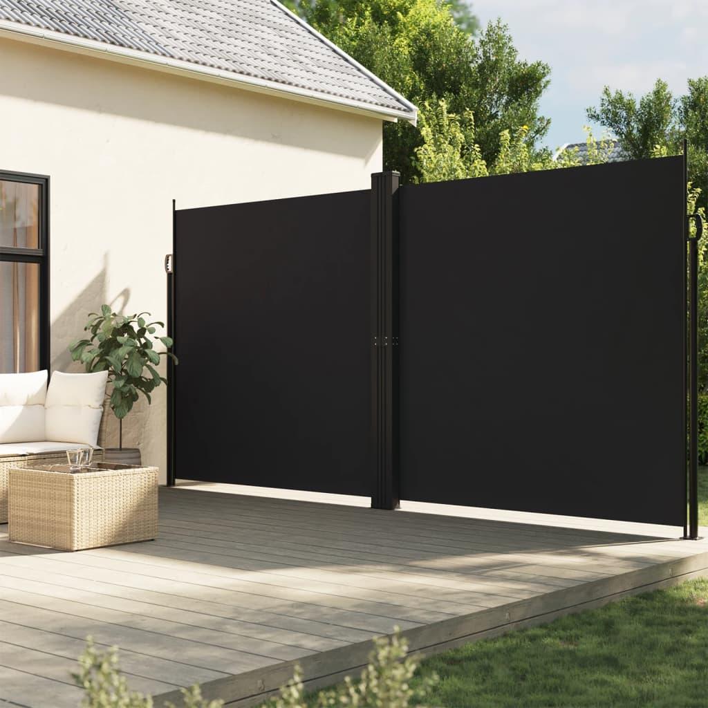 Sammenrullelig sidemarkise 220x1200 cm sort billede