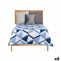 Sengetæppe med to sider 180 x 260 cm Blå Hvid (6 enheder)