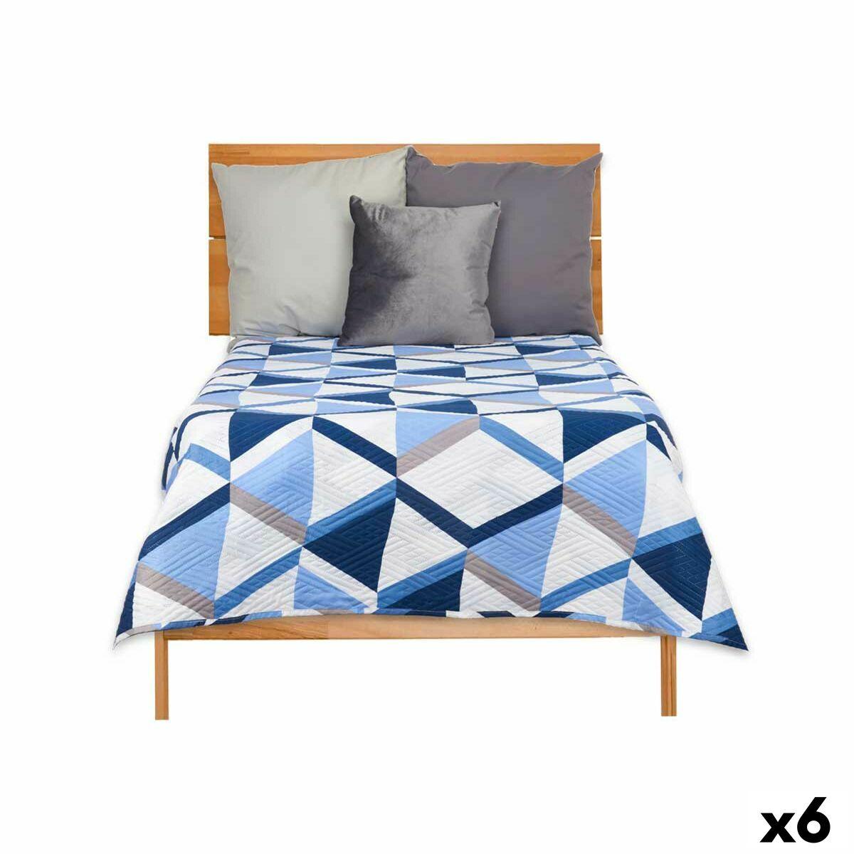 Sengetæppe med to sider 180 x 260 cm Blå Hvid (6 enheder)