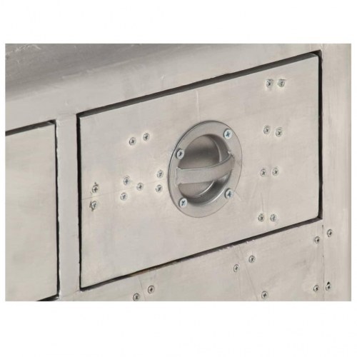 Aviator-bænk 59 cm ægte læder sølvfarvet og sort