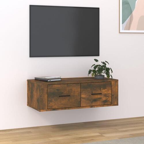 Væghængt tv-skab 80x36x25 cm konstrueret træ røget egetræsfarve