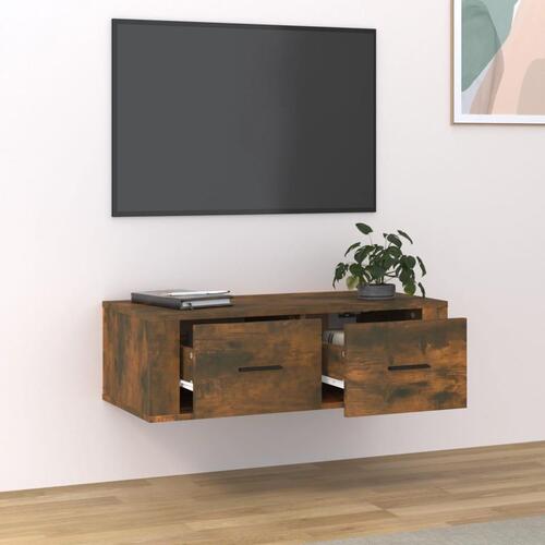 Væghængt tv-skab 80x36x25 cm konstrueret træ røget egetræsfarve