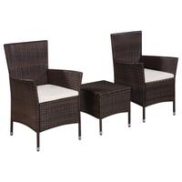 Bistrosæt 3 dele polyrattan brun