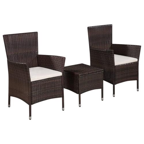 Bistrosæt 3 dele polyrattan brun