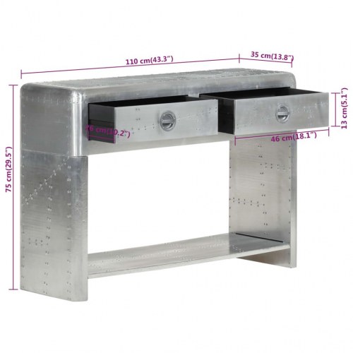 Aviator-skænk i metal - sølv, 110 × 35 × 75 cm
