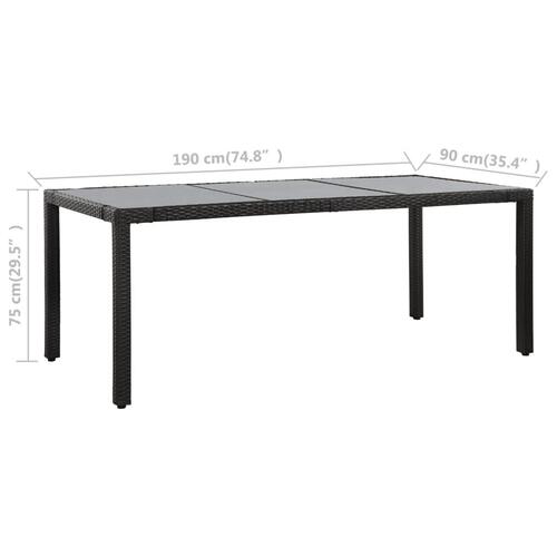 Udendørs spisebordssæt 9 dele polyrattan sort