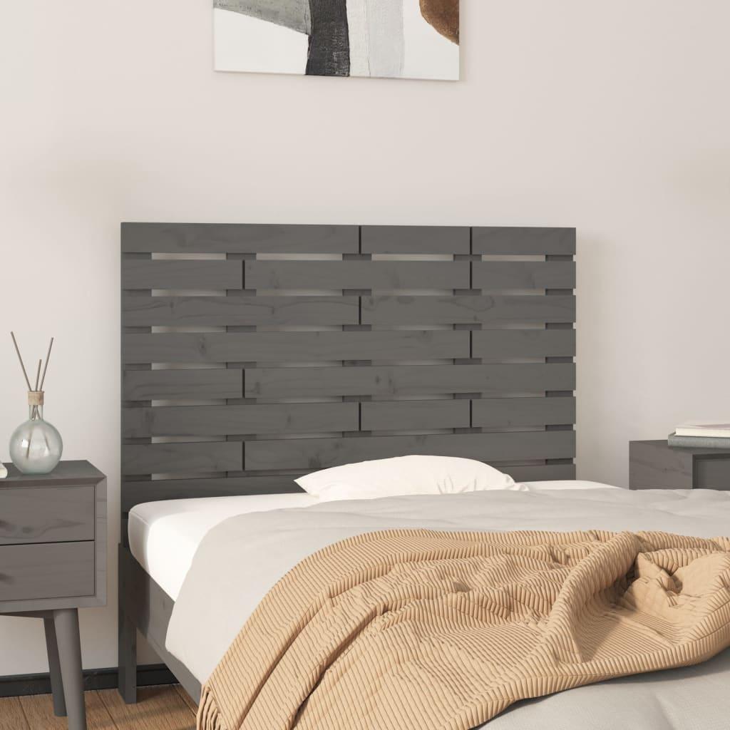 Sengegavl 96x3x63 cm massivt fyrretræ grå billede