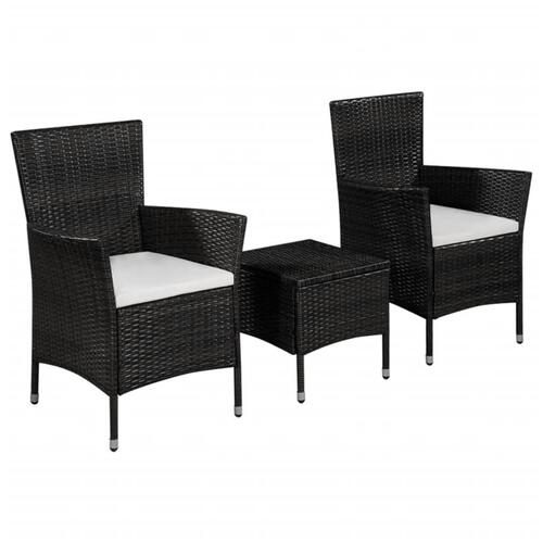 Bistrosæt 3 dele polyrattan sort