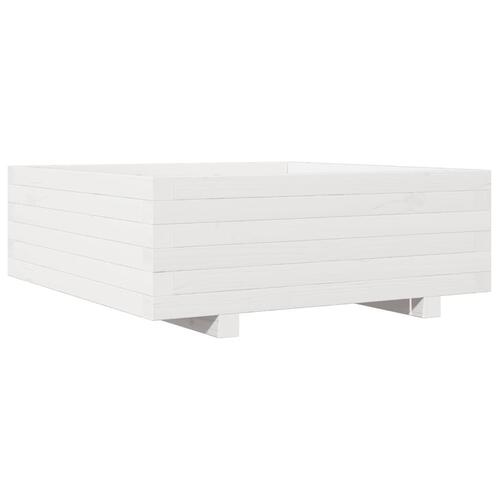 Plantekasse 70x70x26,5 cm massivt fyrretræ hvid
