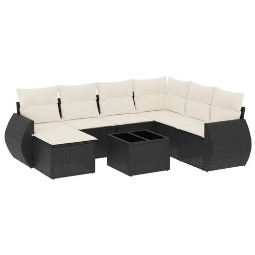 Sofasæt til haven 8 dele med hynder polyrattan sort