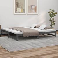 Daybed med udtræk 2x(90x200) cm massivt fyrretræ grå