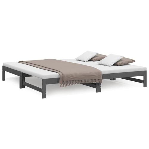 Daybed med udtræk 2x(90x200) cm massivt fyrretræ grå