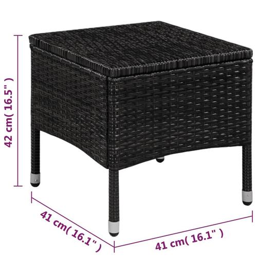 Bistrosæt 3 dele polyrattan sort