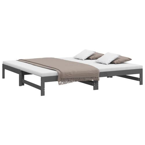 Daybed med udtræk 2x(90x200) cm massivt fyrretræ grå