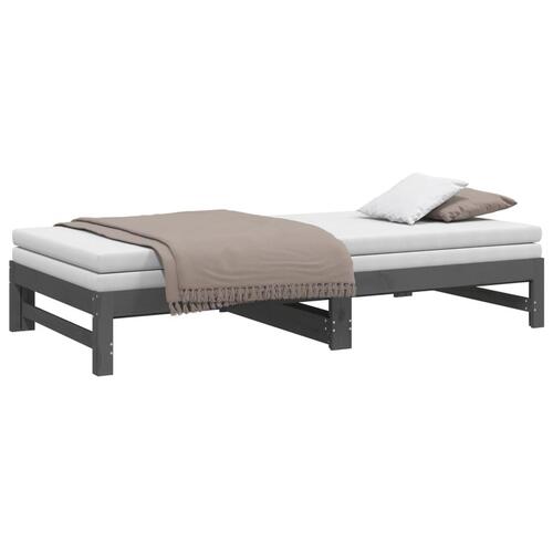 Daybed med udtræk 2x(90x200) cm massivt fyrretræ grå