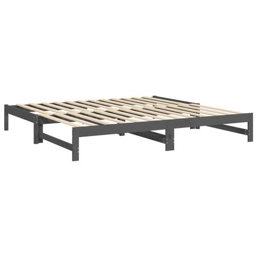 Daybed med udtræk 2x(90x200) cm massivt fyrretræ grå