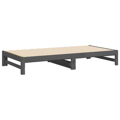 Daybed med udtræk 2x(90x200) cm massivt fyrretræ grå