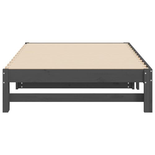 Daybed med udtræk 2x(90x200) cm massivt fyrretræ grå