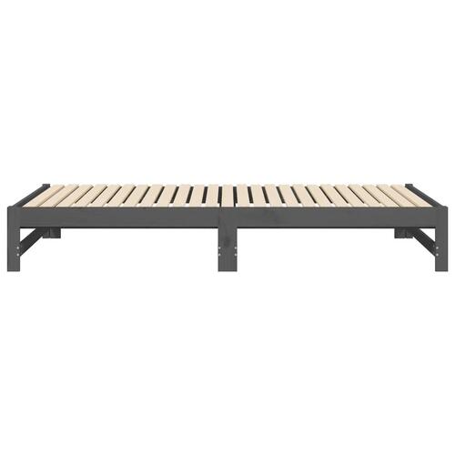 Daybed med udtræk 2x(90x200) cm massivt fyrretræ grå