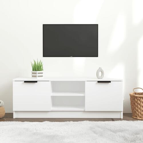 Tv-bord 102x35x36,5 cm konstrueret træ hvid