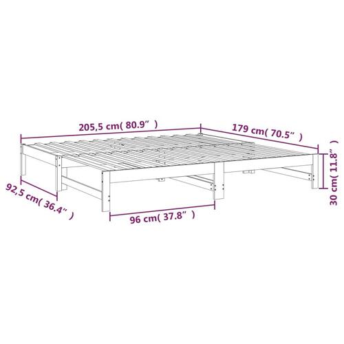 Daybed med udtræk 2x(90x200) cm massivt fyrretræ grå