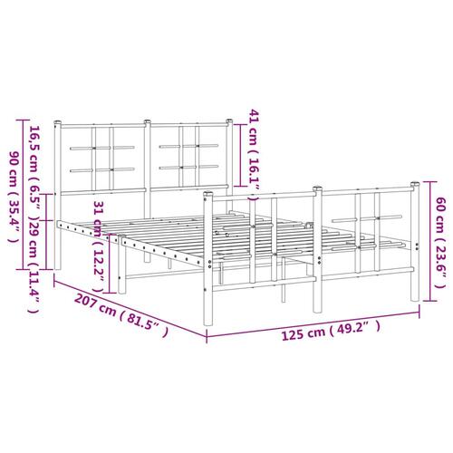 Sengeramme med sengegavl og fodgærde 120x200 cm metal sort