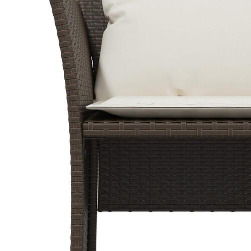 Havestol med fodskammel polyrattan brun