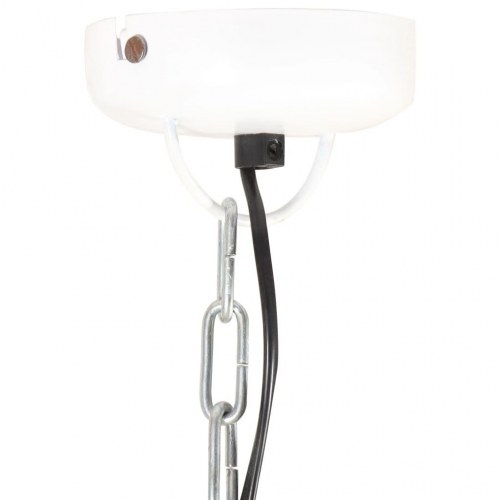 Industriel pendel 46 cm E27 jern og massivt træ hvid