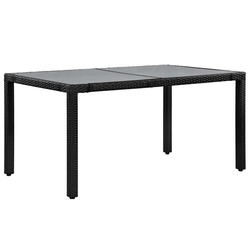 Udendørs spisebordssæt 7 dele polyrattan sort