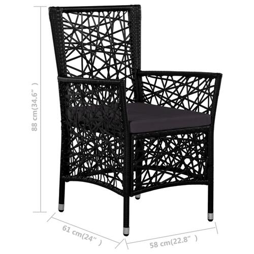 Udendørs spisebordssæt 7 dele polyrattan sort