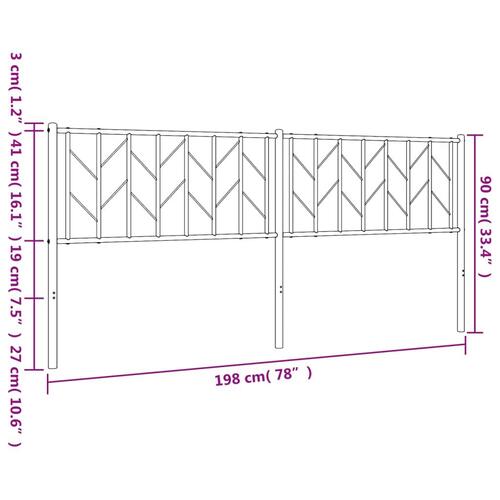 Sengegavl 193 cm metal hvid