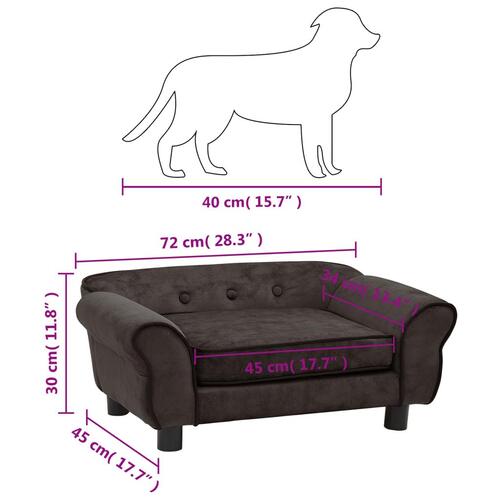 Hundesofa 72x45x30 cm plys brun