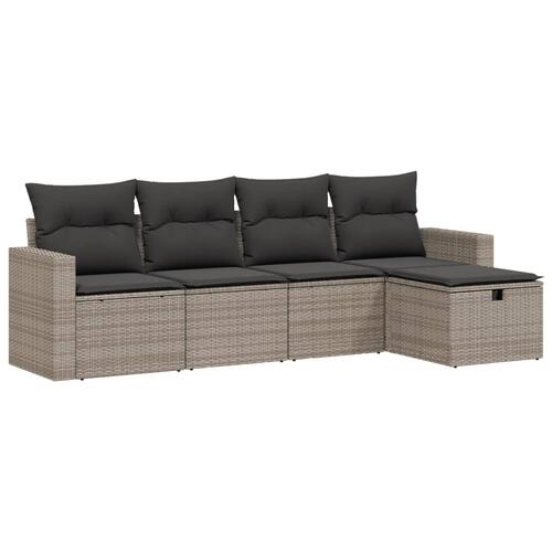 Sofasæt 5 dele med hynder polyrattan grå
