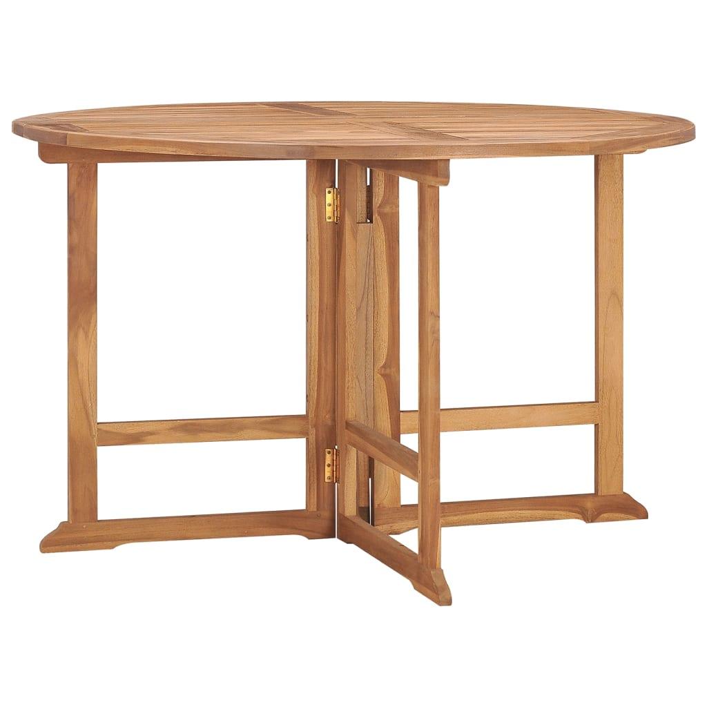 Foldbart havebord Ø110x75 cm massivt teaktræ