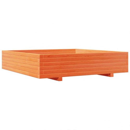 Plantekasse i massivt fyrretræ 110 x 110 x 26,5 cm - gyldenbrun