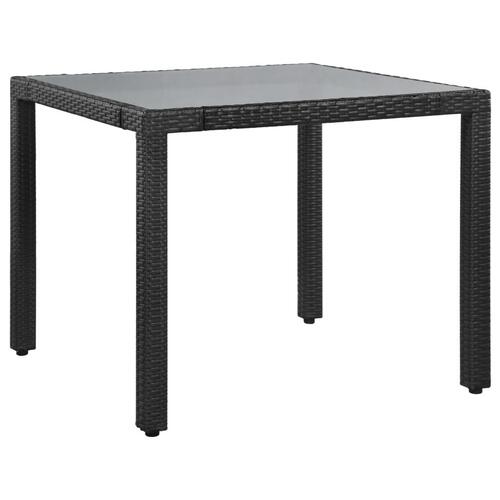 Udendørs spisebordssæt 5 dele polyrattan sort