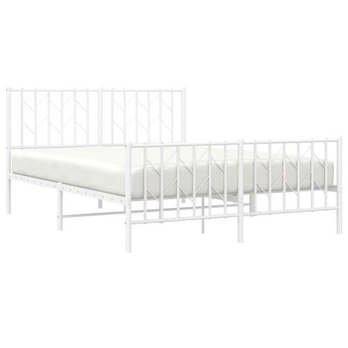 Sengeramme med sengegavl og fodgærde 140x200 cm metal hvid