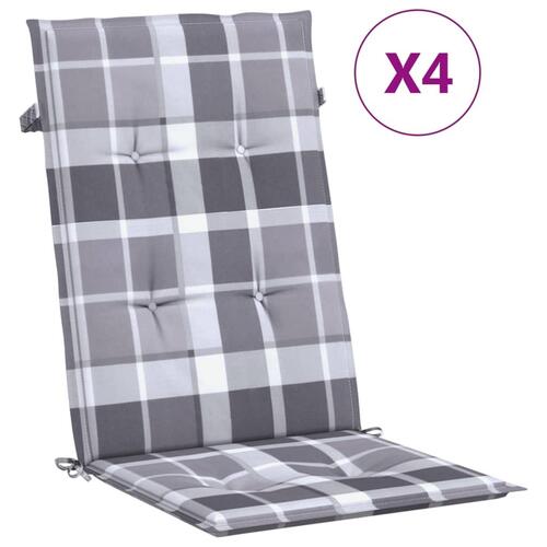 Stolehynder m. høj ryg 4 stk. 120x50x3 cm stof gråternet