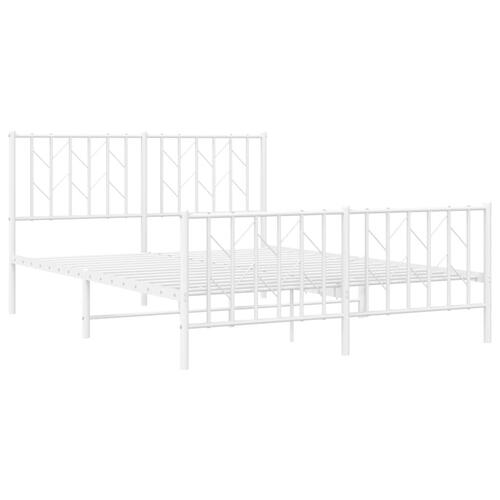 Sengeramme med sengegavl og fodgærde 140x200 cm metal hvid